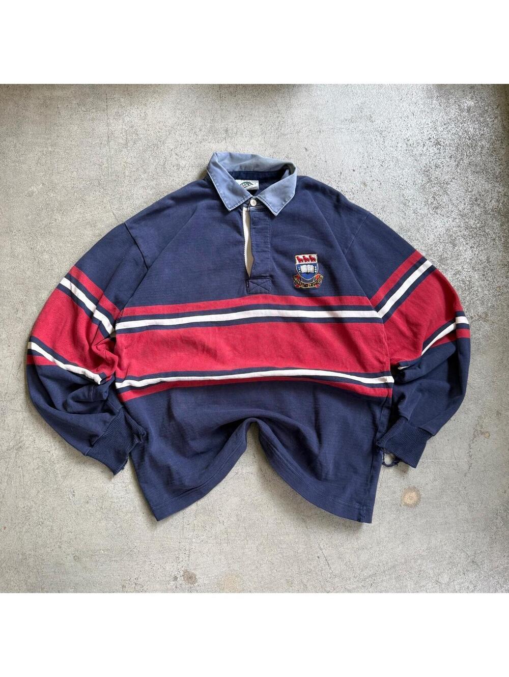 Vintage 90s Barbarian University of Victoria Striped Rugby Long Sleeve Shirt
